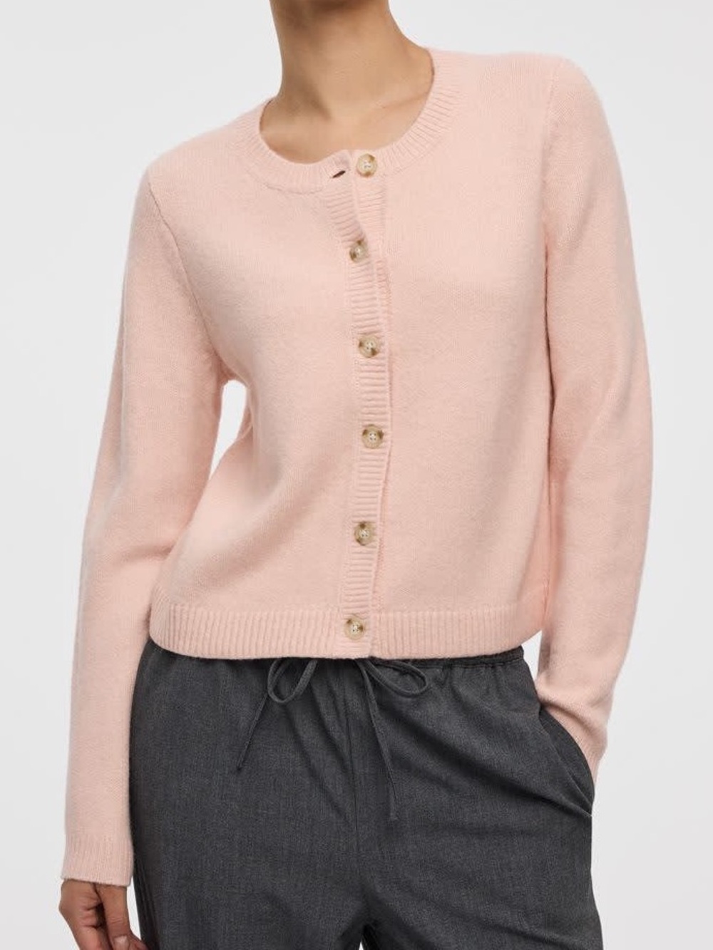 Reitmans Pale Pink Long-Sleeve Crew-Neck PlushSoft Cardigan